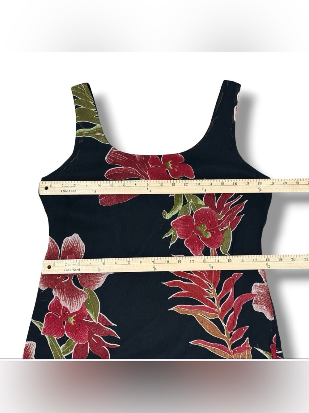 Vntg Y2k Eva Blue Tropical Floral Chiffon Maxi Slip Dress Black Red 10 Fairy - Picture 11 of 12
